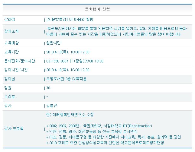 토평도서관 인물학 특강